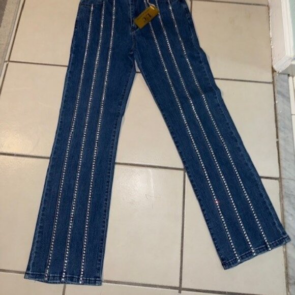 2 Piece Bedazzled Jean set with a Strapless top Sz M by Lizette Collection - Picture 5 of 6